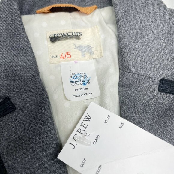 NEW Crewcuts Girls 4/5 Schoolboy Blazer Gray Wool Ivory Cotton Lined Black Trim - Picture 5 of 6